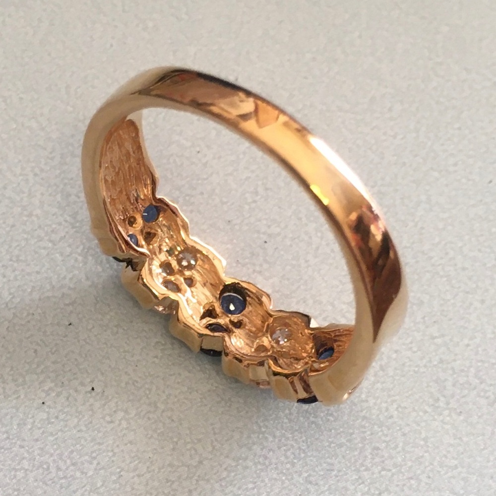 3/4 ct. Genuine Diamond/sapphire band matched set - Picture 3 of 4